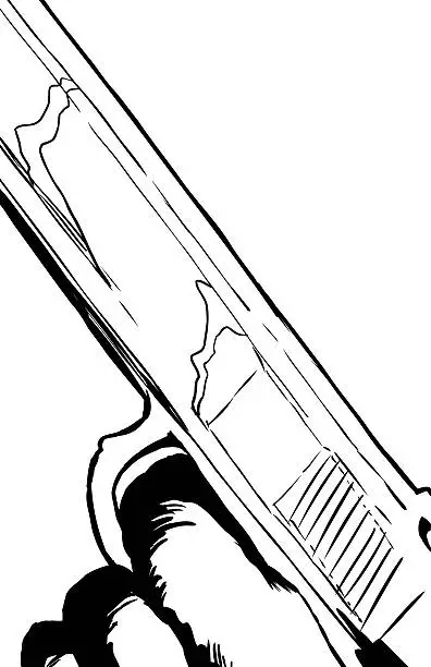 Vector illustration of Outline illustration of pistol with finger on trigger