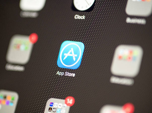 App Store icon on iphone 7 stock photo