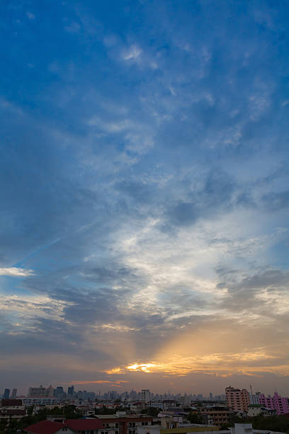 istock Aerial view of dramatic sunset. 635944294