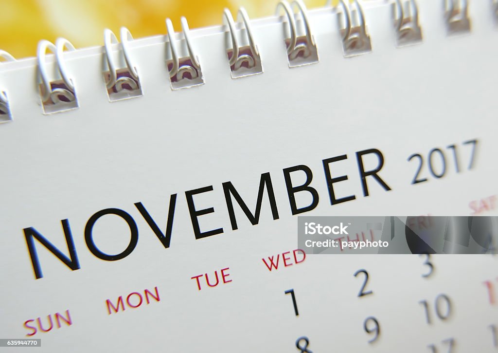 Close up calendar of November 2017 2017 Stock Photo