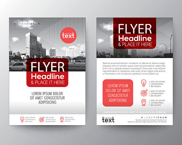 Red Brochure cover Flyer Poster design Layout template Red Brochure cover Flyer Poster design Layout vector template in A4 size minimal magazine layout stock illustrations