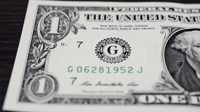 Close-up of U.S. one dollar banknote