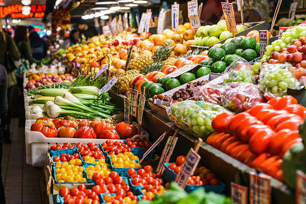 Farmers Market Farmers Market in Seattle pike place market stock pictures, royalty-free photos & images