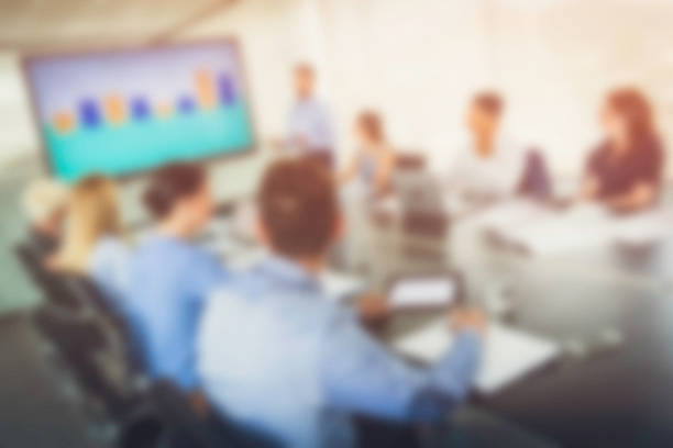 istock Blurred photo of financial presentation 635949824