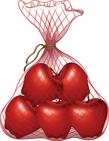 Red apples in the bag illustration