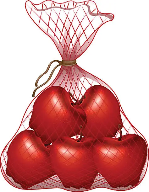 Vector illustration of Red apples in the bag