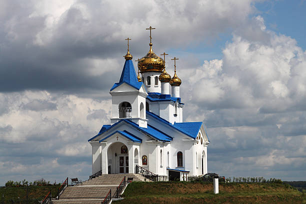 The Church of the Intercession of the blessed virgin Mary in Linevo. stock photo