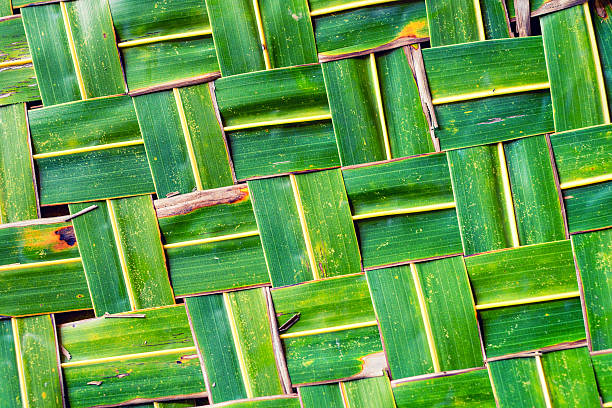 istock Woven green coconut leaves texture 635958182
