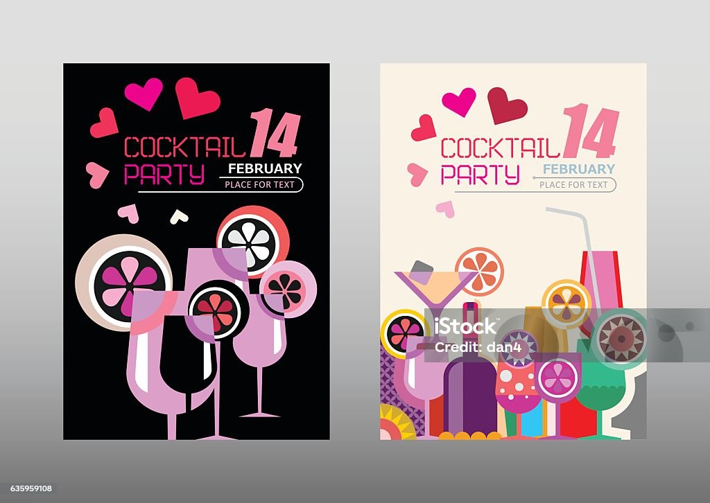 Cocktail Party Posters Two Cocktail Party vector posters options - with a black and with a light background. Invitation template, size A4. Invitation stock vector