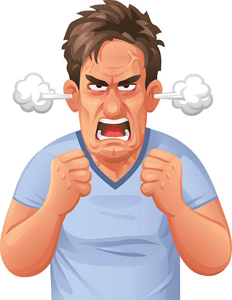 illustrazioni stock, clip art, cartoni animati e icone di tendenza di furioso uomo - displeased furious anger men