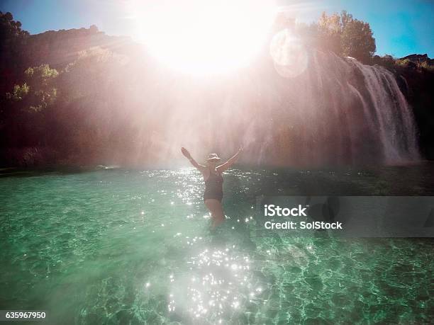 Keeping Cool In The Grand Canyon Stock Photo - Download Image Now - 50-54 Years, Active Lifestyle, Active Seniors