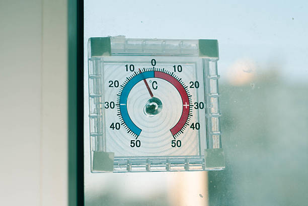 istock the thermometer outside the window, frost on the yard 635971782