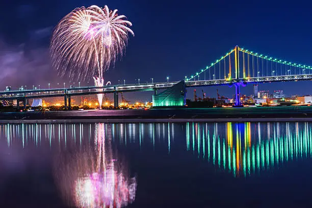 Taken from Harumi Pier: Rainbow Bridge and Fireworks