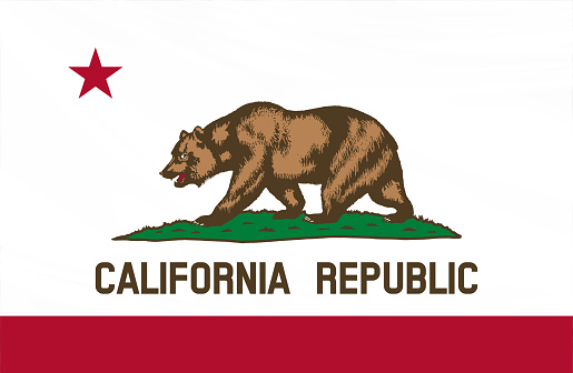 California State Flag, three dimensional render, satin texture. US State Flag, USA