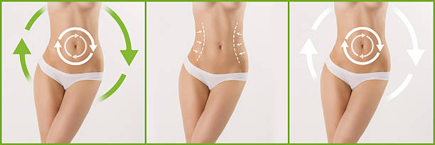 istock Women belly with the drawing arrows 635977788