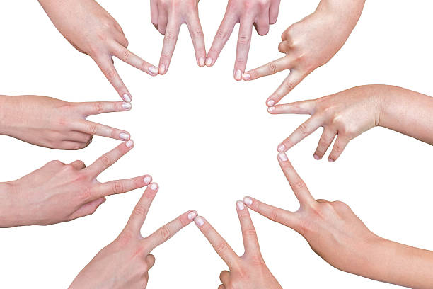 istock Arms of children  hands making star 635980748