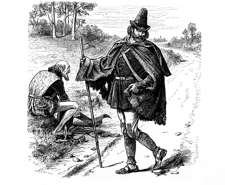 A traditional image of Robin Hood from an 1886 antique book \