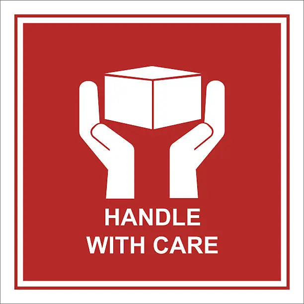 Vector illustration of handle with care sign isolated vector
