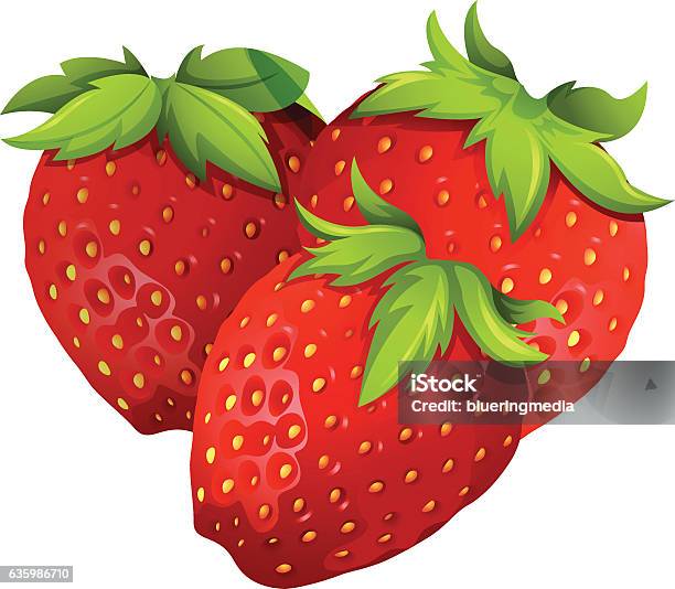 Fresh Strawberries On White Background Stock Illustration - Download Image Now - Clip Art, Computer Graphic, Cute