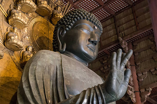 Nara, Japan - December 28, 2014: World largest bronze buddha statue in the Todai-ji temple