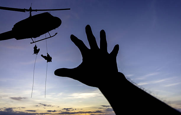 some body need  for help from a military helicopter rescue