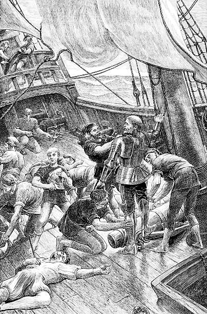 istock Sir Andrew Barton on a ship after a battle 635989746