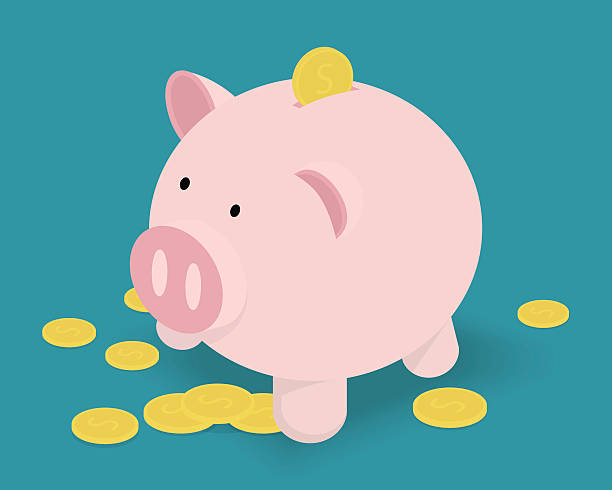 Piggy Bank and golden coins. Vector Illustration. vector art illustration