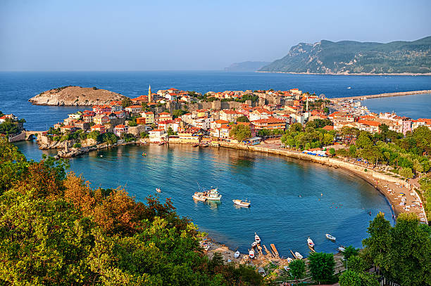 Amasra town on the Black sea coast, Turkey Amasra resort town situated on a peninsula lagoon, Black Sea coast, Turkey black sea photos stock pictures, royalty-free photos & images
