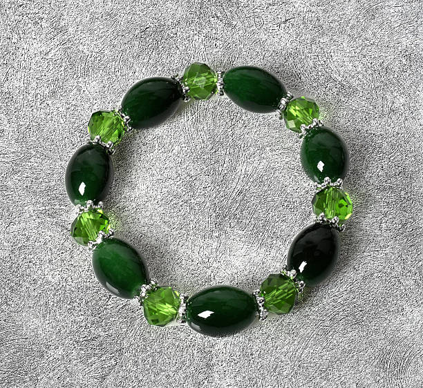 crystal bracelet green color with silver accents