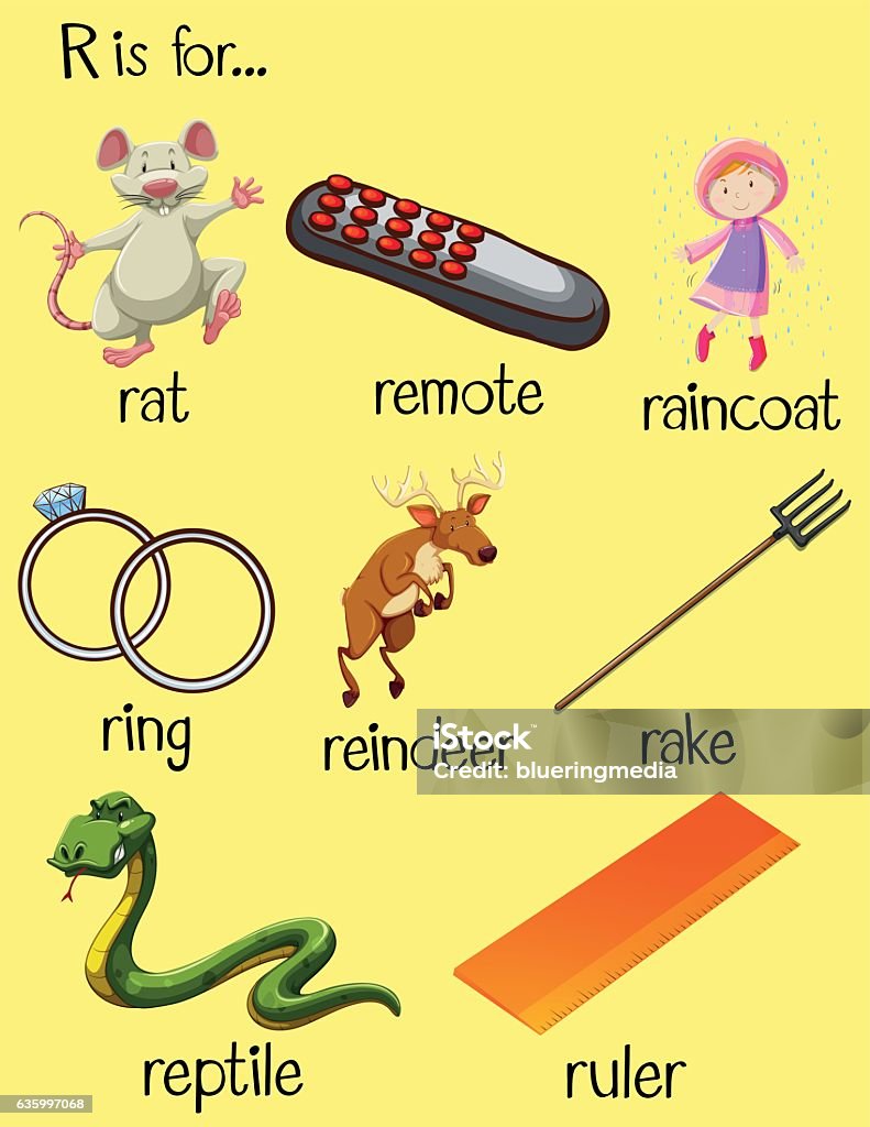 Many Words Begin With Letter R Stock Illustration - Download Image Now -  Alphabet, Cardboard, Child - iStock