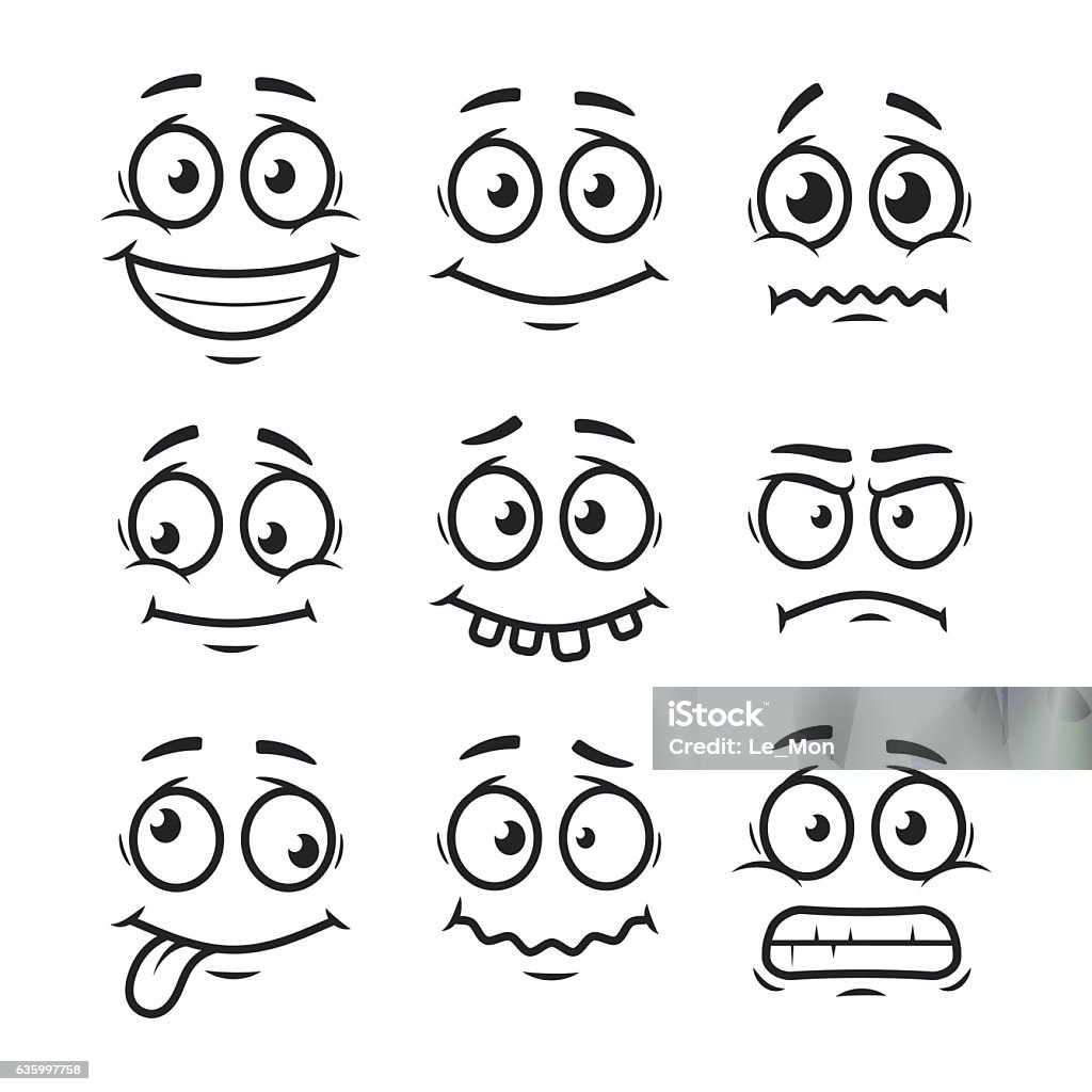 Cartoon faces set Fear stock vector