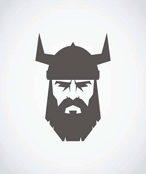 ilustrações de stock, clip art, desenhos animados e ícones de the head of viking wearing a helmet - medieval knight helmet suit of armor