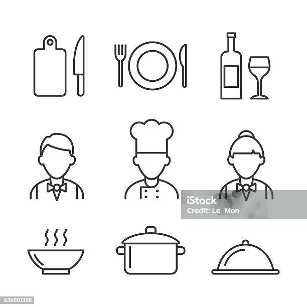 レストランアイコンセットキッチンアイコン - アイコンのベクターアート素材や画像を多数ご用意 - アイコン, 料理人, レストラン