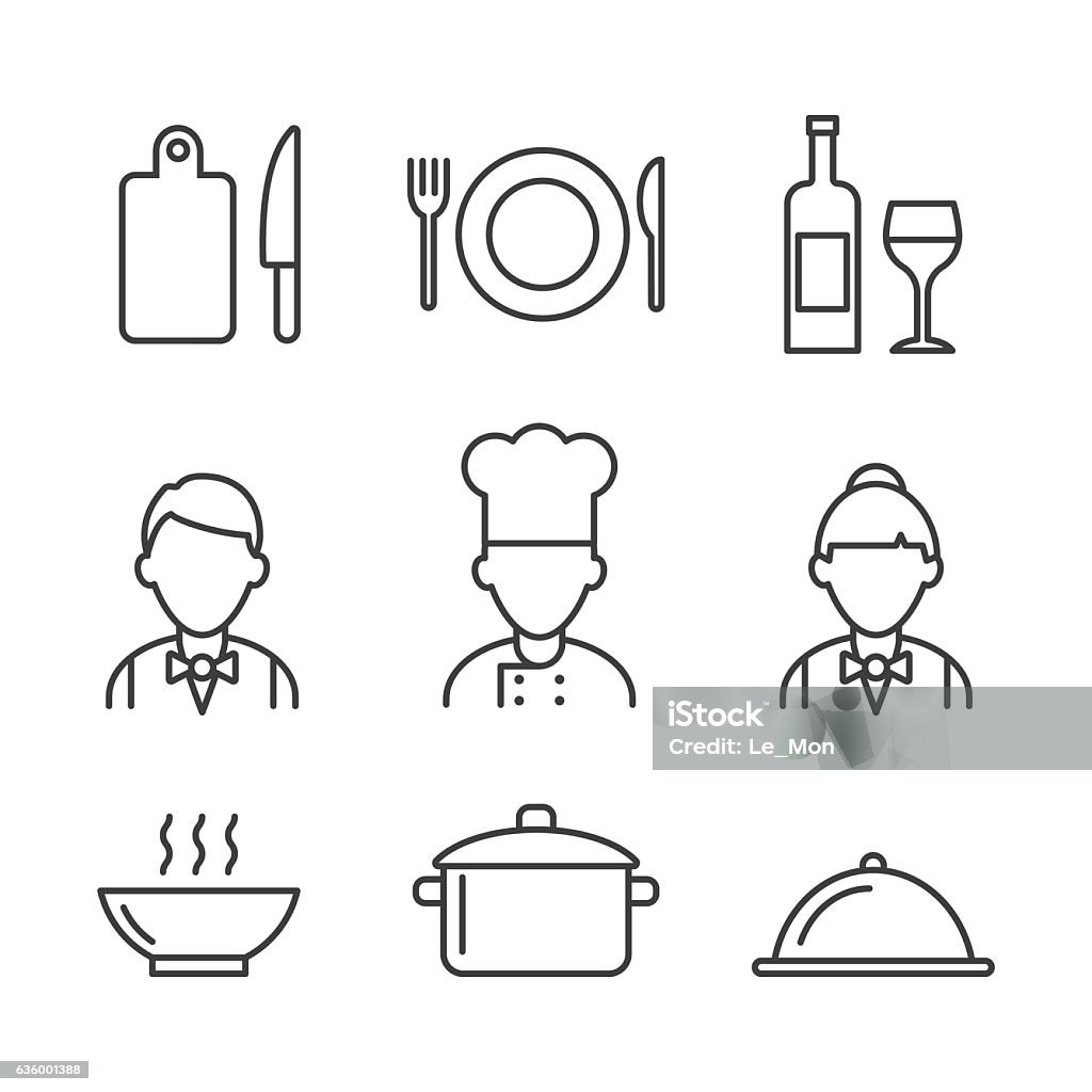 Restaurant icons set. Kitchen icons Icon Symbol stock vector