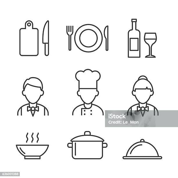 Restaurant Icons Set Kitchen Icons Stock Illustration - Download Image Now - Icon Symbol, Chef, Restaurant