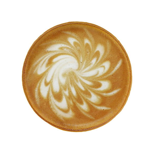 istock Top view of hot coffee latte cappuccino isolated on white 636001392