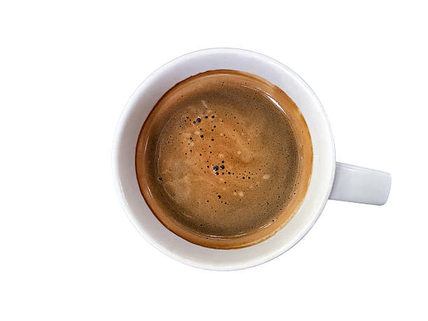 istock Top view of hot coffee cup, espresso shot isolated 636001466