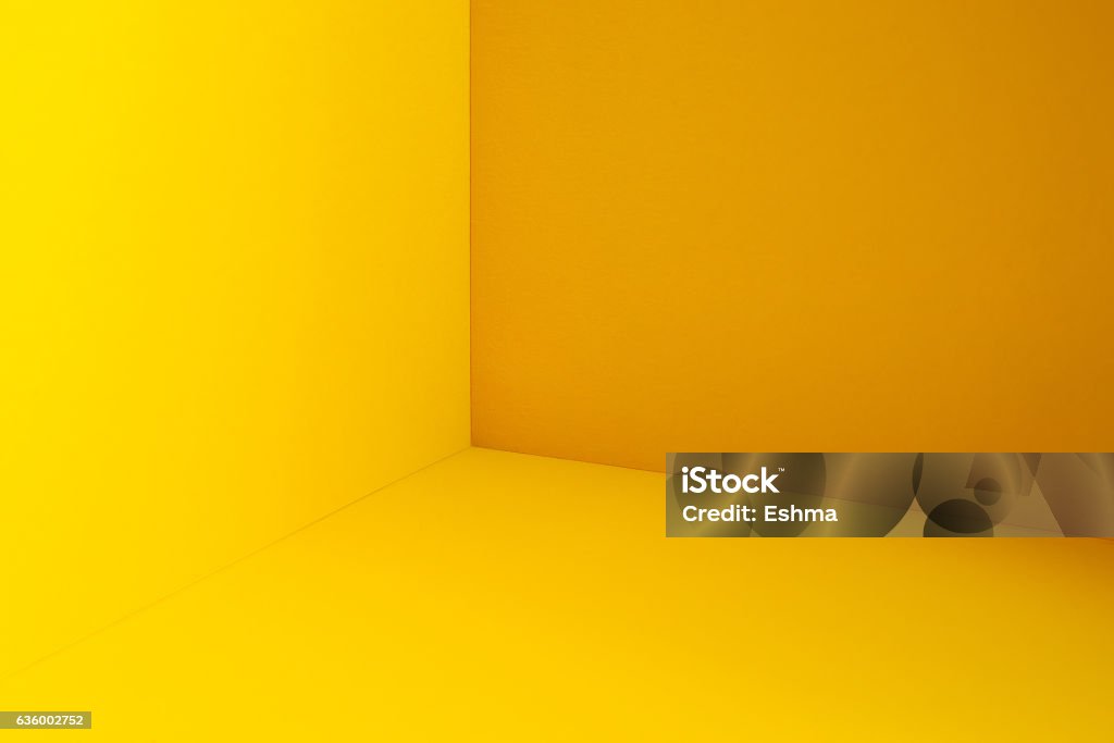 Yellow corner Empty corner of yellow room. Minimalistic space concept Corner Stock Photo