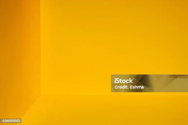 Yellow Room Corner Stock Photo - Download Image Now - Wall - Building Feature, Yellow, Studio Shot