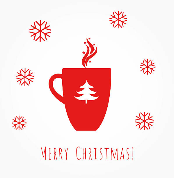 stockillustraties, clipart, cartoons en iconen met red christmas coffee mug - cafe snow