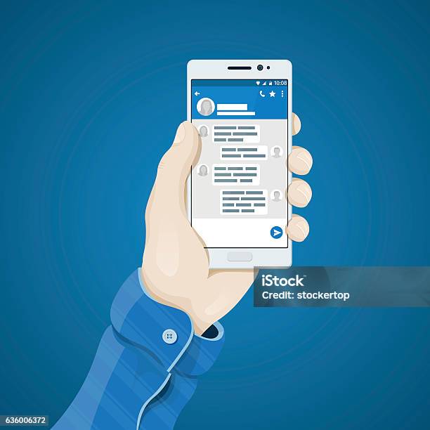 Phone In Hand Vector Hand With Phone Vector Illustration In Flat Style Stock Illustration ...