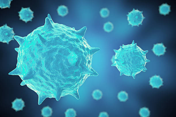 istock rendering virus, bacteria, cell infected organism,  abstract background. 636006650