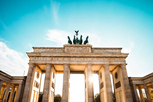 View on the famous Brandenburg gates on the Pariser square during the morning in Berlin city