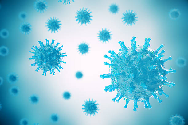 rendering viruses in infected organism, viral disease epidemic, virus abstract