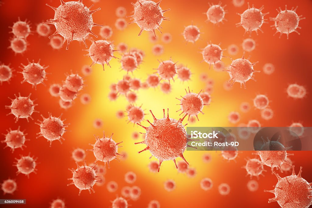 rendering of Influenza Virus H1N1. Swine Flu, infect organism, viral 3d rendering of Influenza Virus H1N1. Swine Flu, infect organism, viral disease epidemic. Retrovirus Stock Photo