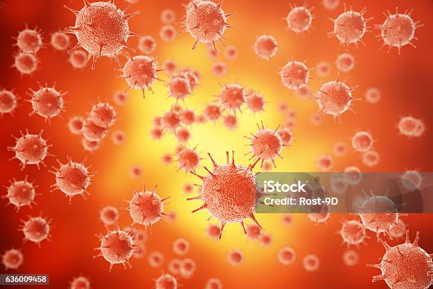 Rendering Of Influenza Virus H1n1 Swine Flu Infect Organism Viral Stock Photo - Download Image Now