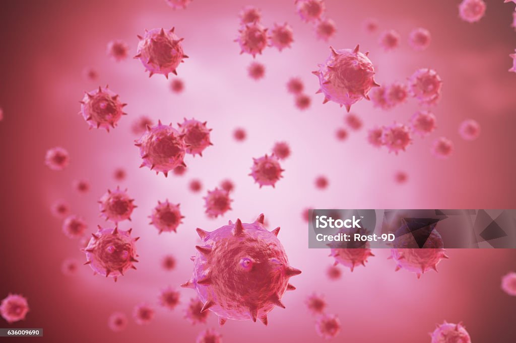 rendering viruses in infected organism, viral disease epidemic, virus abstract 3d rendering viruses in infected organism, viral disease epidemic, virus abstract background. AIDS Stock Photo
