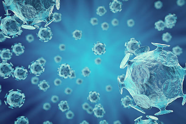 istock rendering, Hepatitis, H1N1, HIV, FLU, AIDS viruses abstract background. 636009870