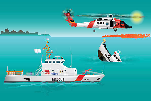 istock Helicopter rescue teams and ship at sea. 636012730