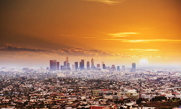 istock shining sun over Los Angeles at sunset 636013256
